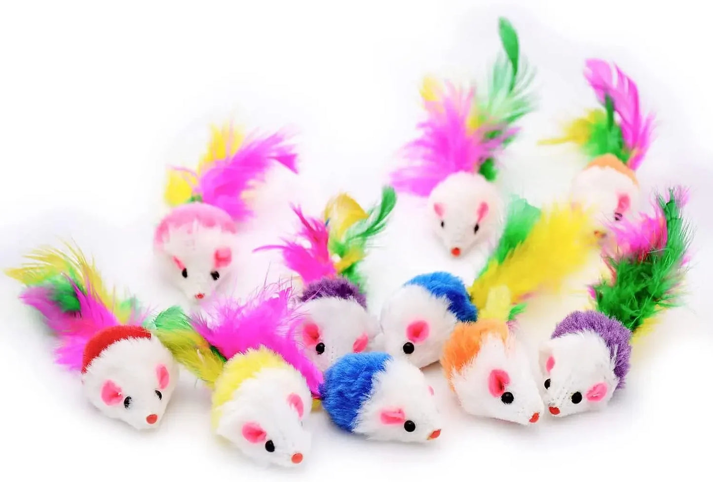 Rattle Cat Mouse Toys Also Prefilled Catnip Faux Fur Cat Mice Toys Interactive Cat Game Catnip Toys for Indoor Cats Play Fetch