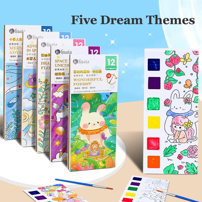 Coloring Books Portable Watercolor Painting Book Graffiti Picture Books Painting Drawing Toys For Children Gift