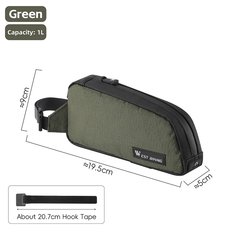 WEST BIKING Bicycle Top Tube Bag 1L Portable Cycling Front Frame Triangle Bag Lightweight Bike Bag MTB Road Bike Accessories