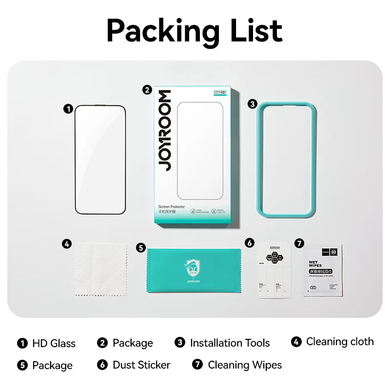 Joyroom 3/2/1PCS HD Glass For iPhone 16 15 Pro Max Screen Protector Full Screen Tempered Glass Protection For iPhone 16 15 Pro