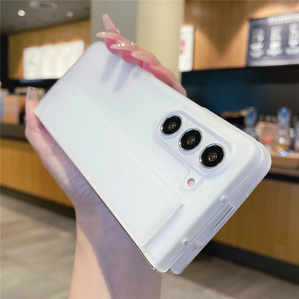 Luxury Soft Silicone Wrist Strap Bracket Phone Case For Samsung Galaxy Z Fold 6 5 4 3 ZFold 3 Cases Ultra Thin Matte Hard Cover