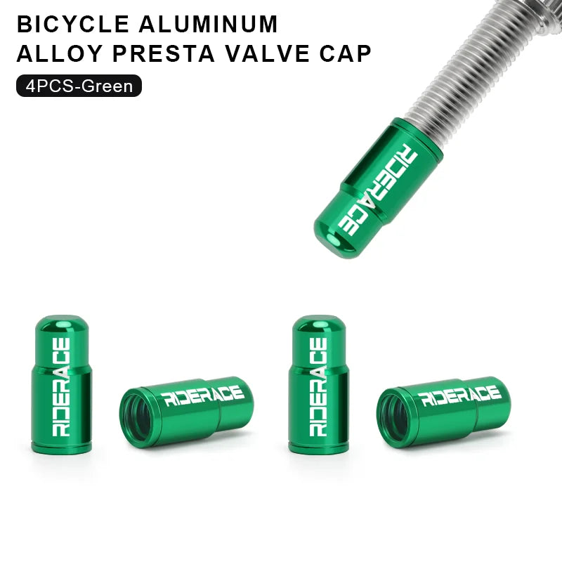 RIDERACE Bicycle Tire Valve Cap Aluminum CNC MTB Road Bike Tube Tyre Gas Nozzle Cover for AV FV Schrader Presta Valve Dustproof