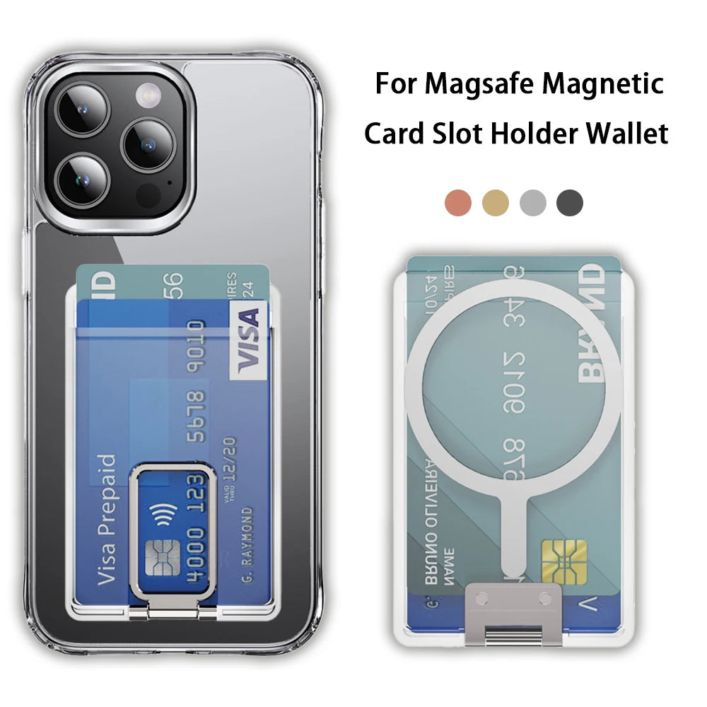 Strong Magnetic Magsafe Transparent Wallet For iPhone 15 16 Pro Max 14 13 12 Card Bag Cover For Samsung S24 S23 or Xiaomi 14 13