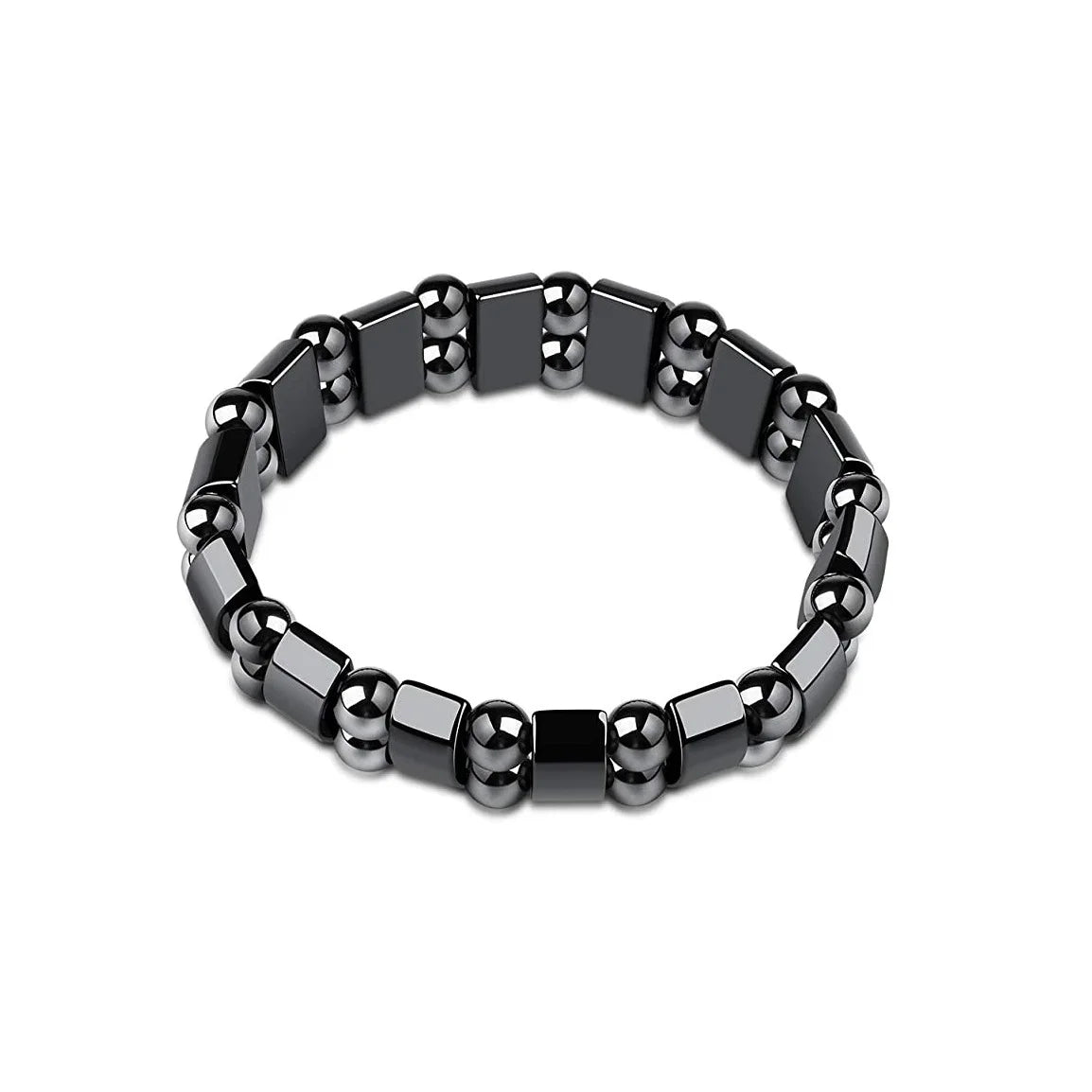 1PC Fashionable Black Gallstone Elastic Adjustable Health Energy Magnetic Therapy Hematite Bracelet for Men and Women