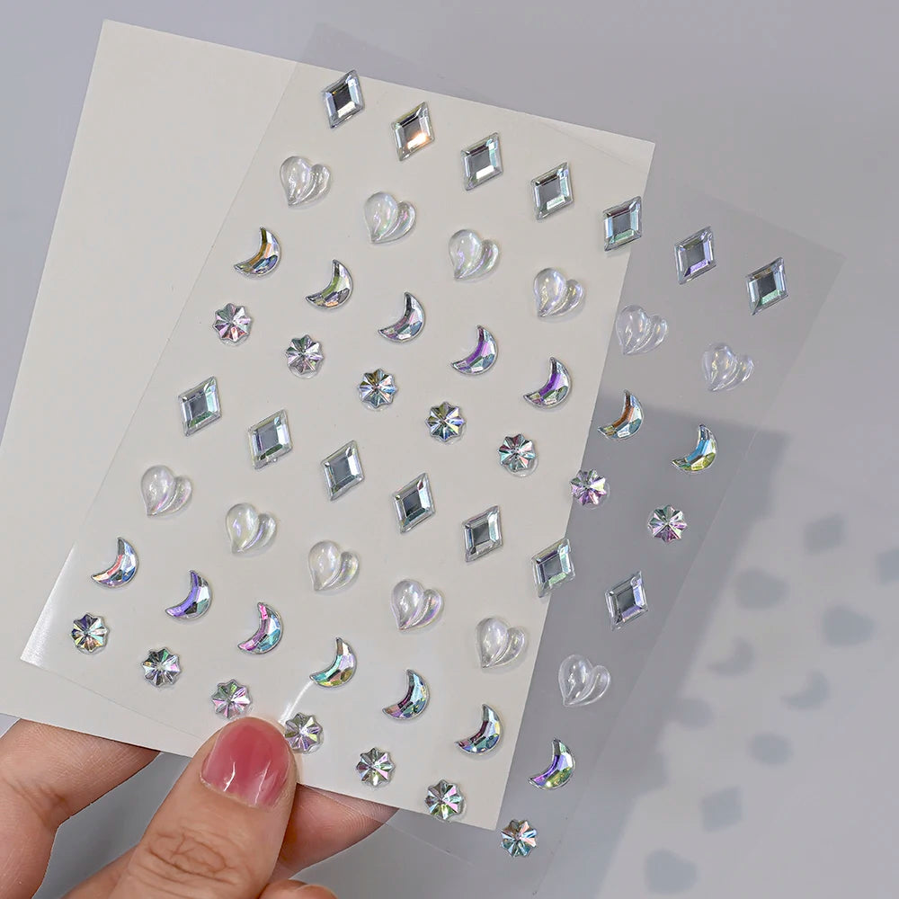 1Pcs Face Diamond Gem Sticker 5D Colorful Rhinestone Tattoo Eyeshadow Stickers fo Festival Nail Body Makeup Bling Jewel DIY Deco
