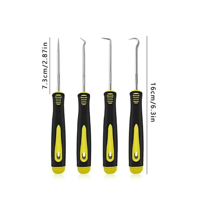 4pcs Pick and Hook Set Car Auto Oil Seal/O-Ring Seal Gasket Pick Hook Puller Remover Tire Stone Cleaning Auto Maintenance Tools