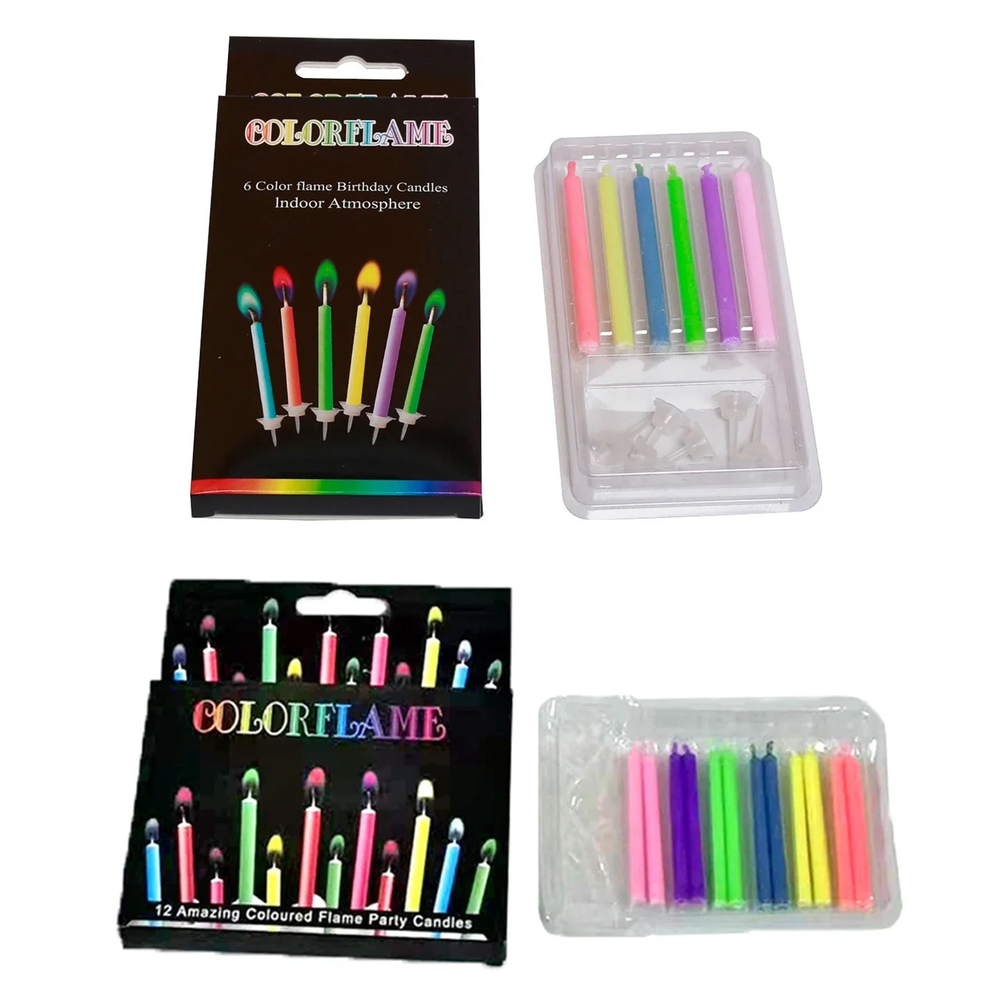 Multicolour Flame Candles Colorful 6/12pcs/pack Wedding Party Birthday Cake Candles Decoration Party Supplies for Children Kids