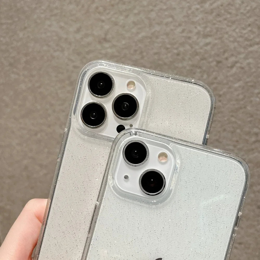 Luxury Glitter Bumper Bling Clear Case for IPhone 15 14 13 12 11 Pro Max Mini X XS Max XR 7 8 Plus 16 Pro Silicone Acrylic Cover