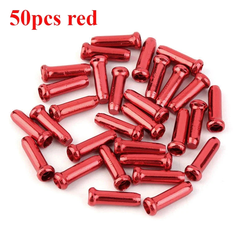 50/100pcs Bicycle Cable End Caps Aluminum Alloy Bike Brake Shifter Cable Tips Wire End Cap Multiple Colors Bike Line Core Caps