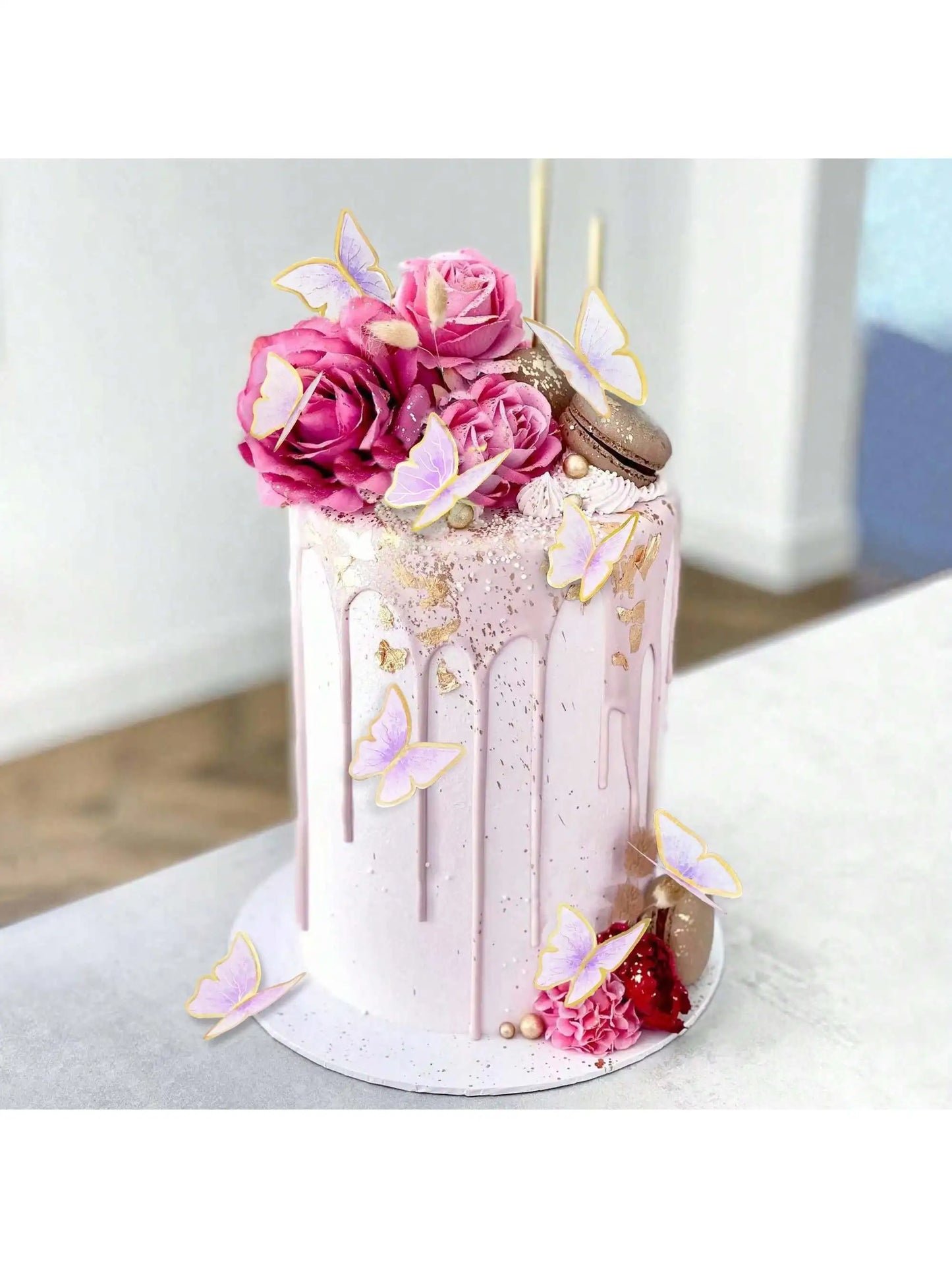 11pcs-Butterfly Cake Top Hat, Butterfly Cupcake Top Hat Happy Birthday Metal Gold Cake Girl Birthday Cake Party Decoration