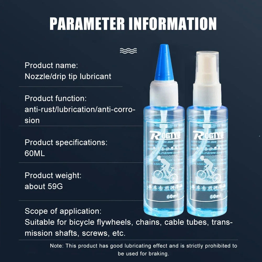 60ML Bicycle Special Lubricant Long Lasting Chain Dry Lube Chain Oil Bike Chain Oil Waxy Maintenance Oil Squirt MTB Road Bike
