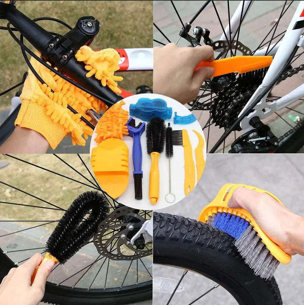 Portable Chain Cleaner MTB Cycling Cleaning Kit Bicycle Scrubber Brushes Set Bike Wash Repair Tool for Road Cycling