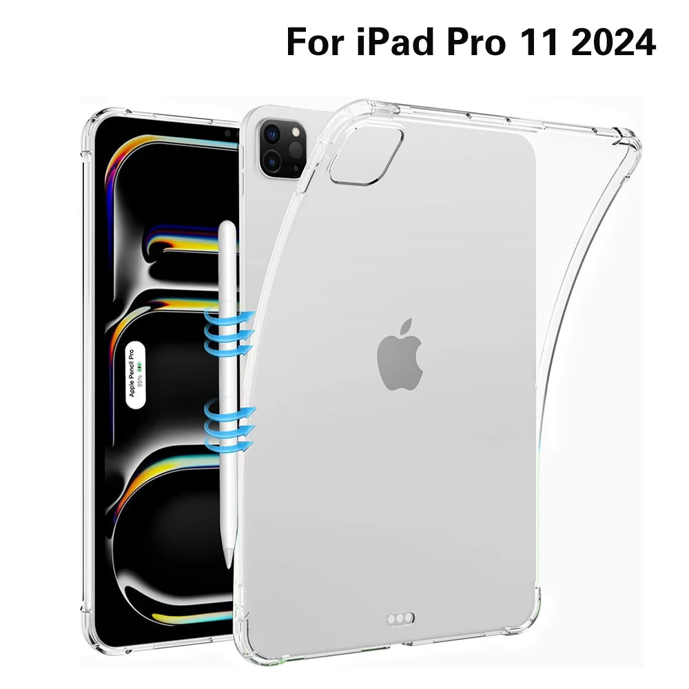 For iPad 10th 10.9 2022 7 8 9th Gen 10.2 Air 5 6 13 Case TPU Silicon Transparent Cover For iPad Pro 9.7 10.5 11 13 Mini 3 4 5 6