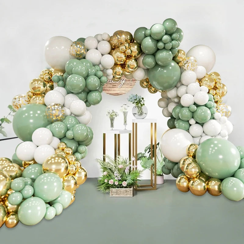 Green Balloon Garland Arch Kit Jungle Safari Party Baloon Birthday Party Decor Kids Baby Shower Wild One Wedding Latex Ballons