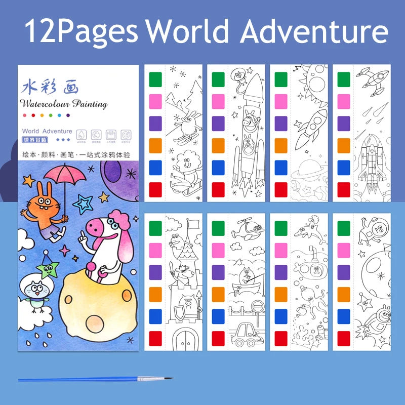 Coloring Books Portable Watercolor Painting Book Graffiti Picture Books Painting Drawing Toys For Children Gift