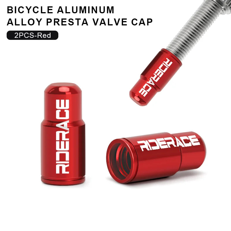 RIDERACE Bicycle Tire Valve Cap Aluminum CNC MTB Road Bike Tube Tyre Gas Nozzle Cover for AV FV Schrader Presta Valve Dustproof