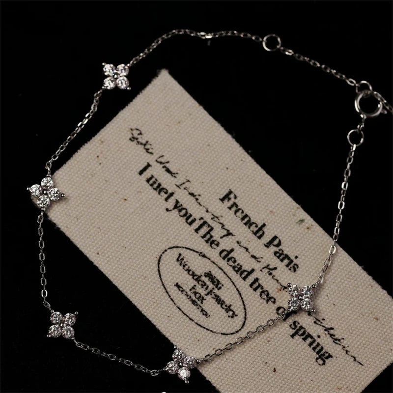 Crystal Flower Stainless Steel Bracelet Women Fashion Personality Korean Bracelet Jewelry Accessories Anniversary Gift
