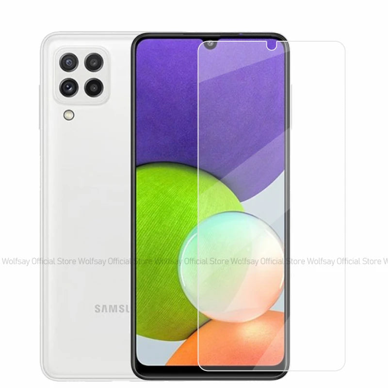 2/4PCS Screen Protector For Samsung Galaxy A12 Tempered Glass For Samsung Galaxy A12 A22 A32 A52 Full Glue Cover Protective Film