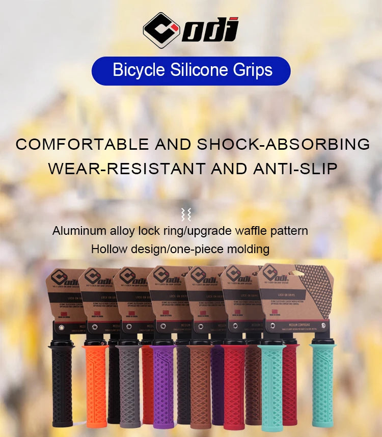 ODI VS-21 MTB Handlebar Grips Silicone Lock-On Bicycle Cover Updated Waffle Pattern Anti-slip Shock Absorption Handle Parts