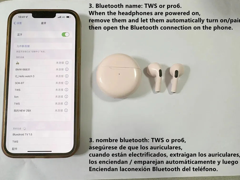 Air Pro 6 TWS Wireless Bluetooth Headset 5.3 Headphone Mini Earphone with Mic Charging Box for Xiaomi iPhone Earbuds