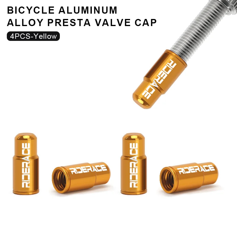 RIDERACE Bicycle Tire Valve Cap Aluminum CNC MTB Road Bike Tube Tyre Gas Nozzle Cover for AV FV Schrader Presta Valve Dustproof
