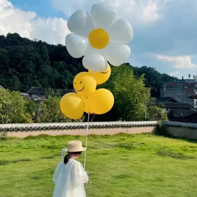 1/10Pcs Daisy Balloon Huge White Flower Aluminum Foil Balloons for Birthday Baby Shower Wedding Daisy Party Decorations Supplies