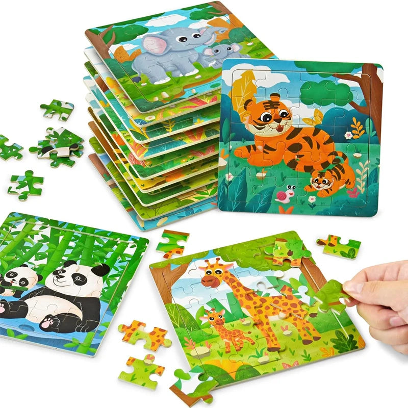 20pcs Cartoon Puzzle Animal Pattern Educational Puzzle Toys for Kids Birthday Party Favors Classroom Prizes Goodie Fillers Gifts