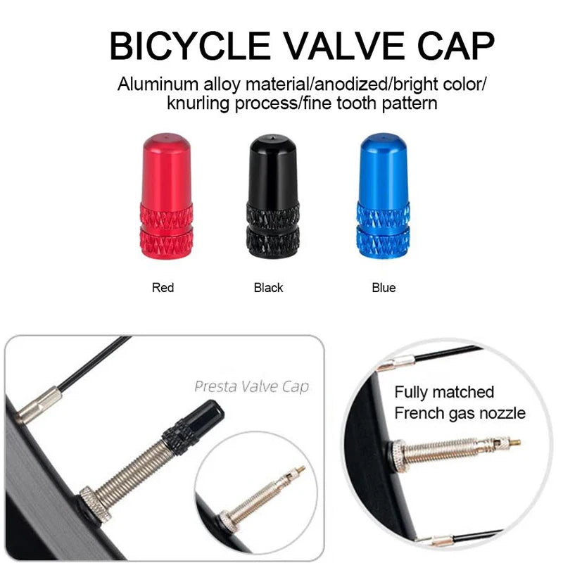 2~8sets Bicycle Tire Valve Nut with Presta Valve Cap Set MTB Road Bike Tubeless Presta Valve Protection Screw and Cover