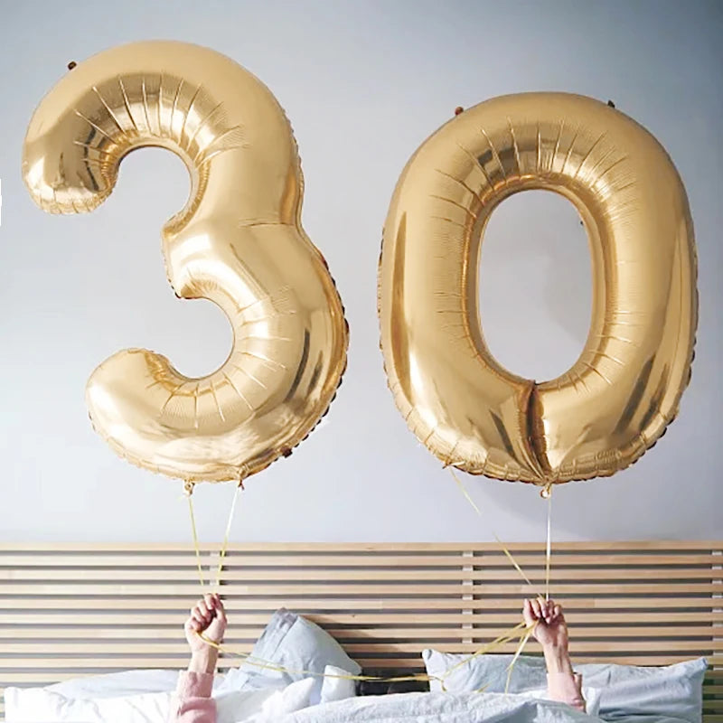 Gold Number Balloons 40 Inch Foil Balloon Adult Kids Birthday Anniversary Decoration Party Gold 0 1 2 3 4 5 6 7 8 9 Balloon