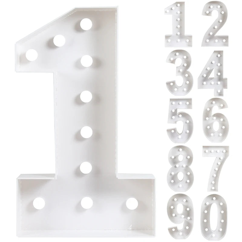 Giant Birthday Figure Led Light Balloon Filling Box 1st Birthday Balloon Number 30 40 50 Balloon Frame Wedding Decor Baby Shower