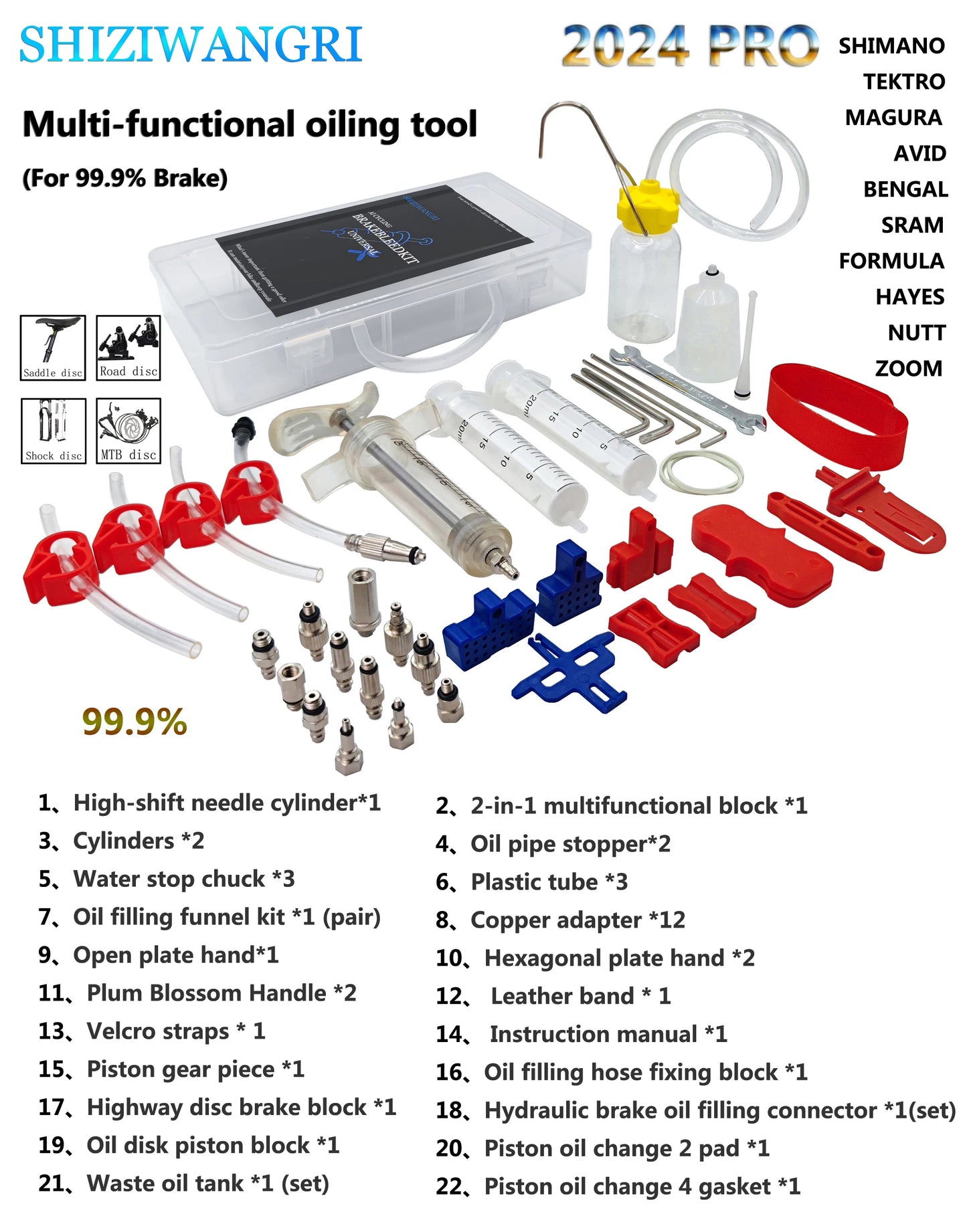 2024 Pro Bicycle Hydraulic Disc Brake Oil Bleed Kit For SHIMANO,SRAM,Avid,Series MTB Road Bike Brake Repair Tools
