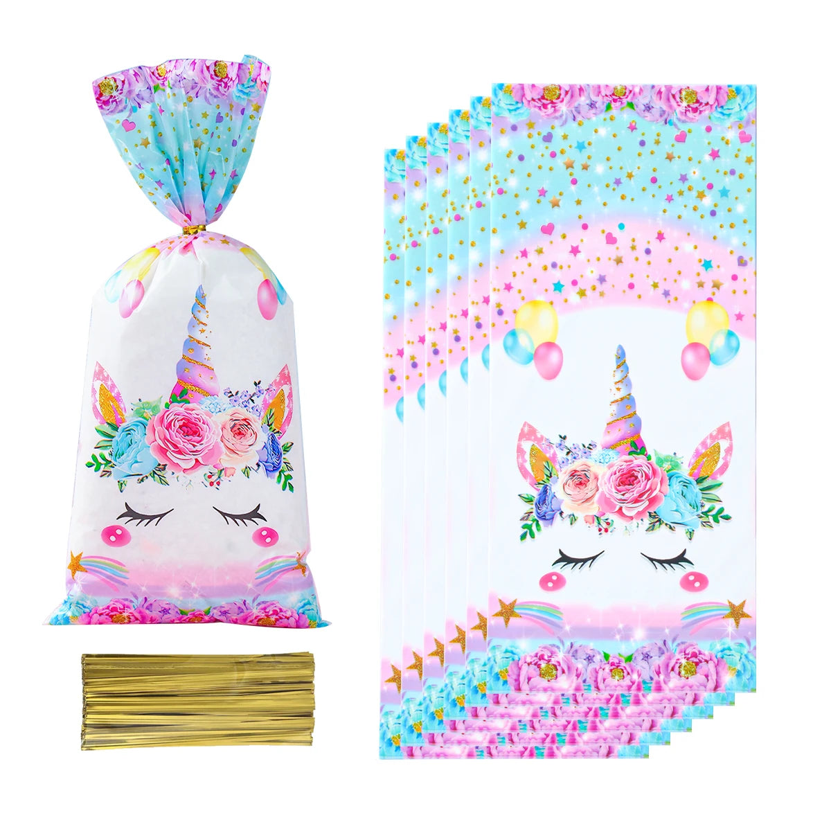 25/50/100pcs Unicorn Theme Candy Packing Bags Unicorn Birthday Party Decoration Kids Baby Shower Wedding Gift Bag Party Supplies
