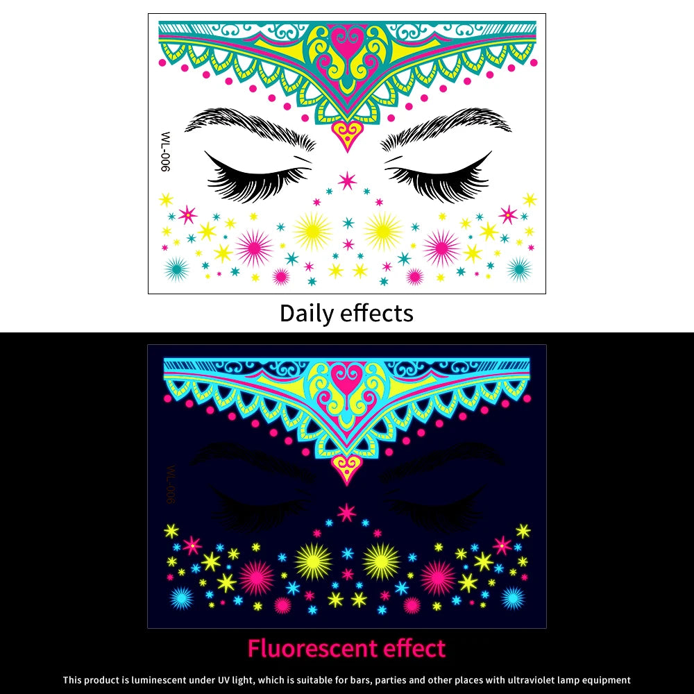 3D Face Eyes Party Makeup Tattoo Sticker Acrylic Diamond Rhinestones Sticker Self-adhesive Mixed Crystal Face Decoration Sticker
