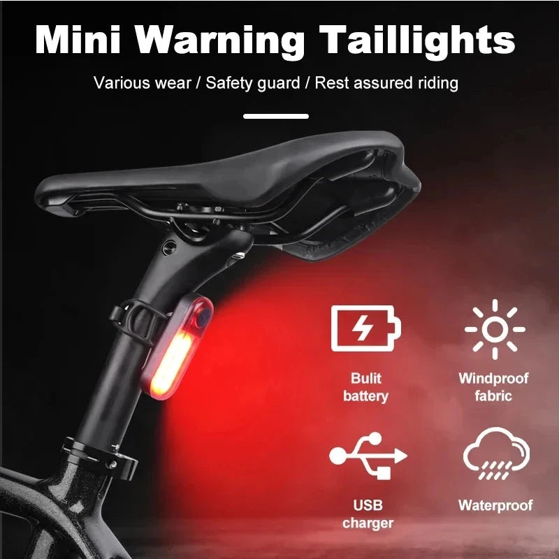 Bike Rear Lights LED Bicycle High Brightness Rechargeable MTB Road Bike Tail Light Rear Lamp Outdoor Cycling Warning Flashlights