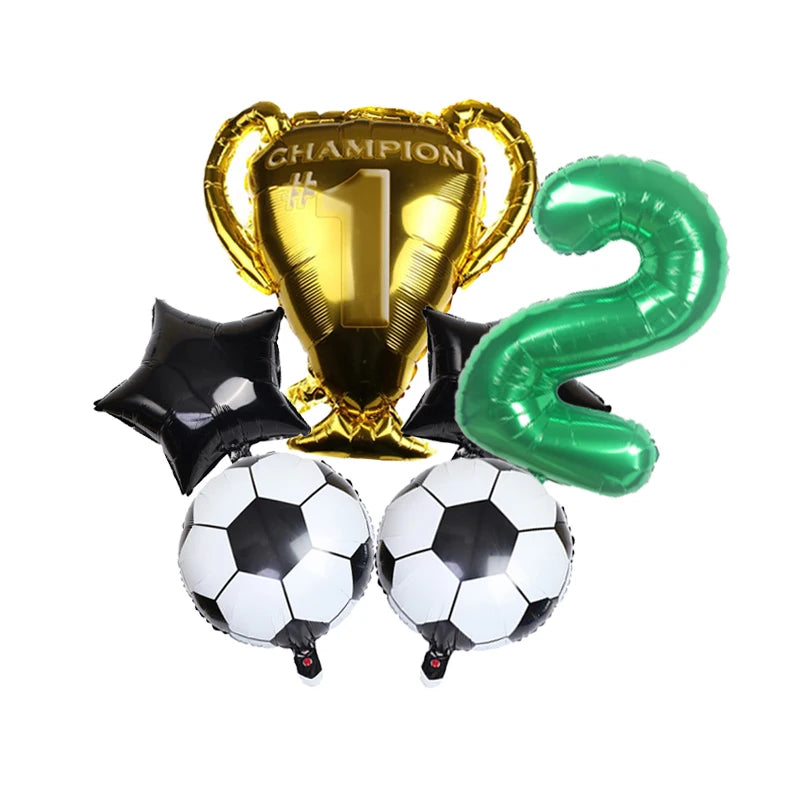 32inch Green Digital Number Foil Ballon Trophy Football Helium Balloons Kids Gifts Birthday Party Football theme Decoration
