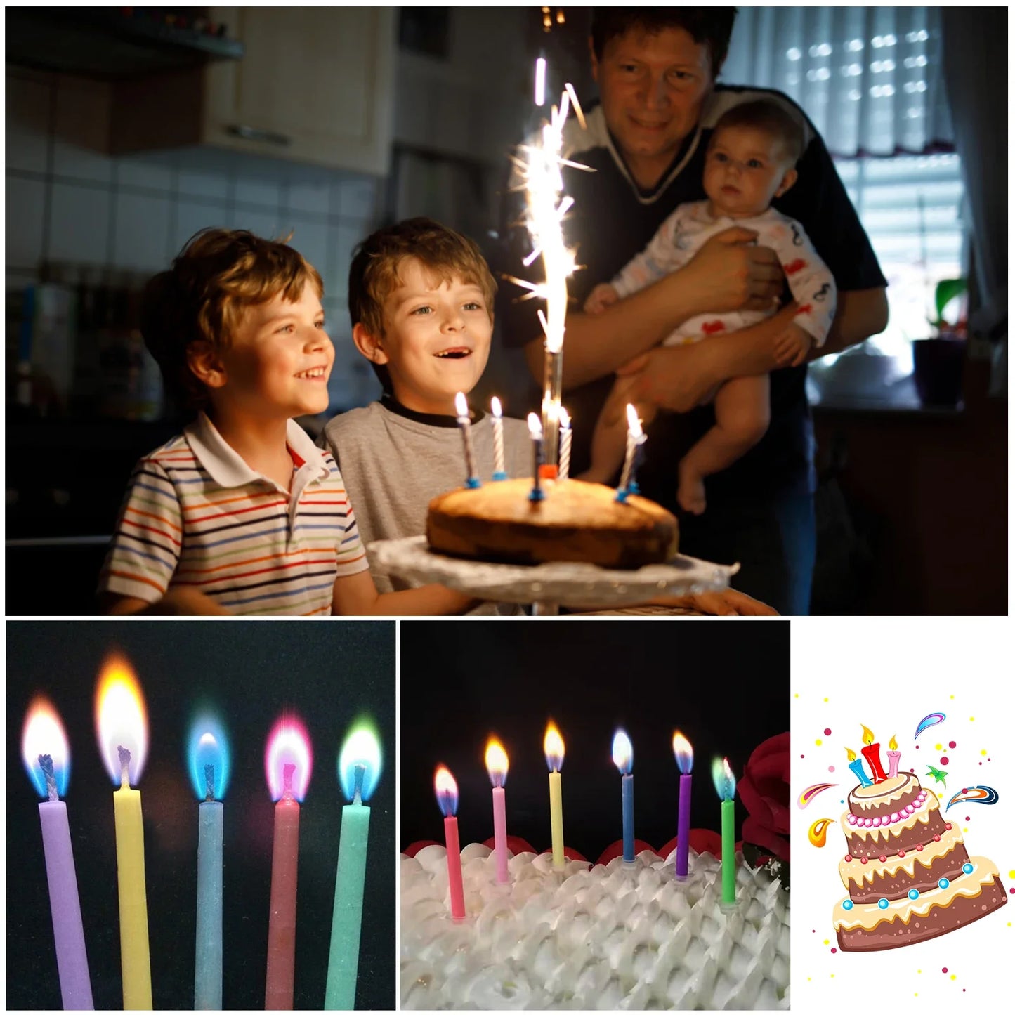 Multicolour Flame Candles Colorful 6/12pcs/pack Wedding Party Birthday Cake Candles Decoration Party Supplies for Children Kids