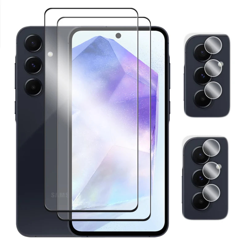 For Samsung Galaxy A55 5G Glass For Samsung A05s A05 A15 A25 A35 A55 Tempered Glass 2.5D Full Cover Glue Screen Protector Film