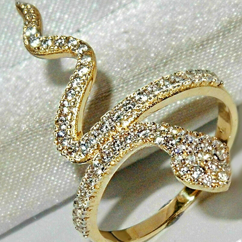 Sparkling Snake Finger Ring Female Trendy Party Jewelry with Brilliant Zirconia Fashion Gold Color Animal Accessories