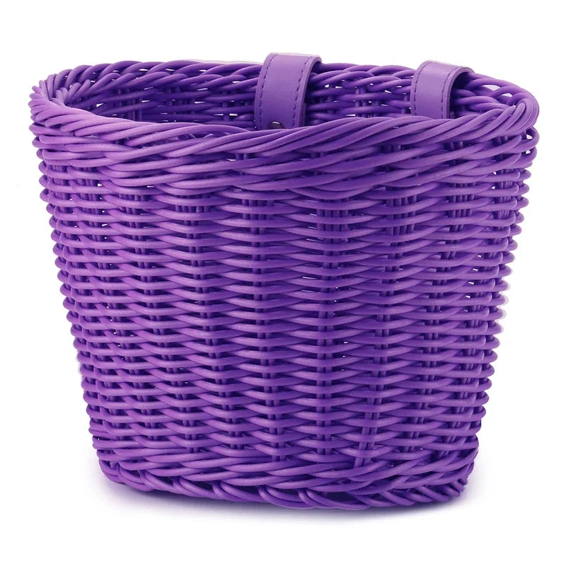 Front Handlebar Bicycle Basket Multifunction Traditional Bicycle Basket Waterproof Hand Woven Bike Basket for Kids Children Bike