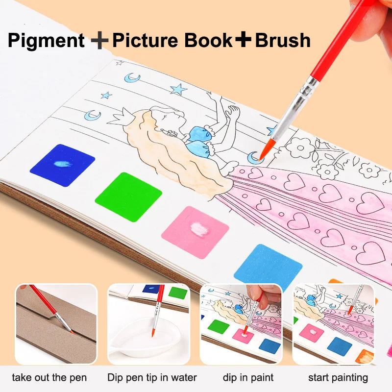 Coloring Books Portable Watercolor Painting Book Graffiti Picture Books Painting Drawing Toys For Children Gift