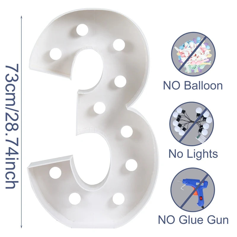 Giant Birthday Figure Led Light Balloon Filling Box 1st Birthday Balloon Number 30 40 50 Balloon Frame Wedding Decor Baby Shower