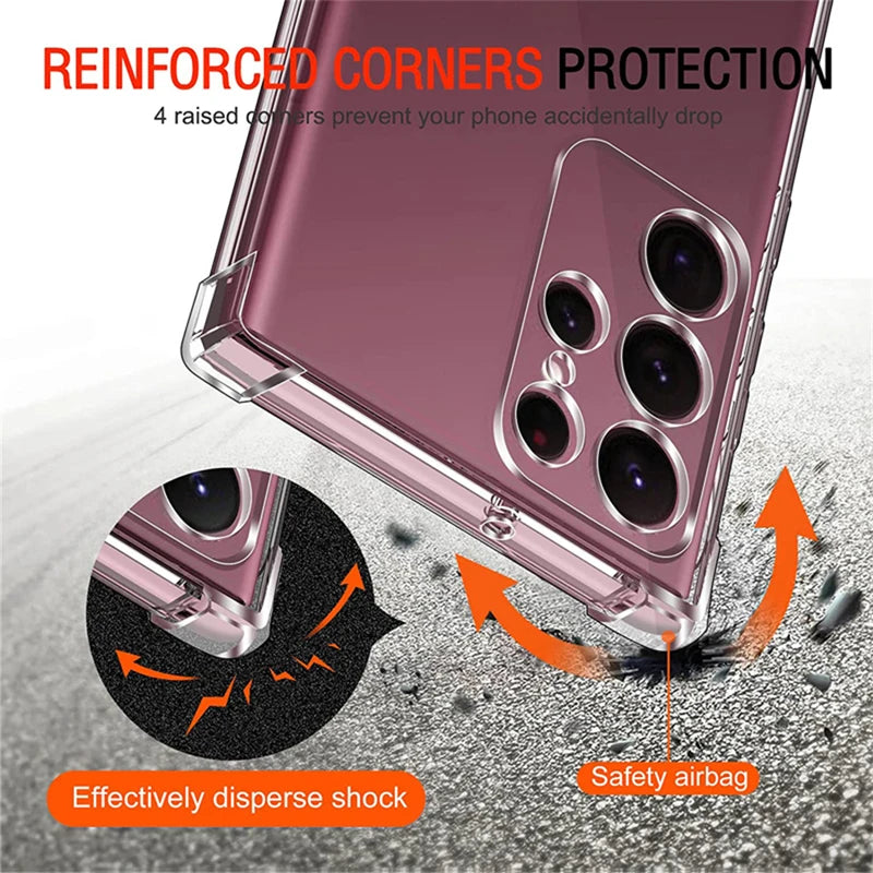 Shockproof Clear Silicone Soft Back Case For Samsung Galaxy S25 S24 S23 S22 Ultra Plus Phone Cases Covers