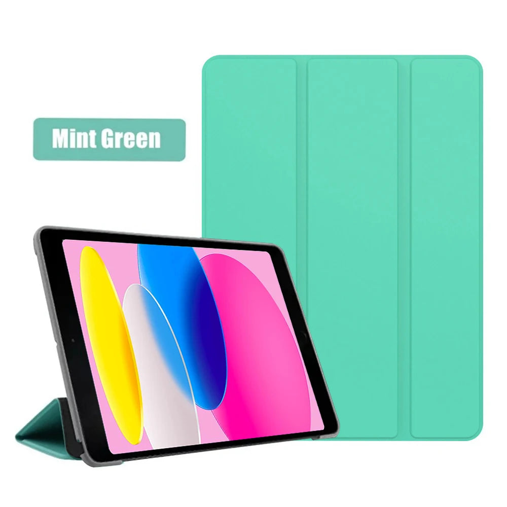 New iPad 10 2022 10th Generation A2696 PU Leather Tablet Folding Smart Cover Funda for Apple iPad 10 9 Inch Protective Case