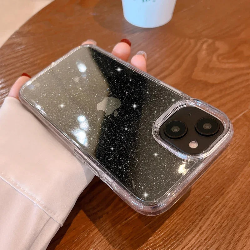 Luxury Glitter Bumper Bling Clear Case for IPhone 15 14 13 12 11 Pro Max Mini X XS Max XR 7 8 Plus 16 Pro Silicone Acrylic Cover
