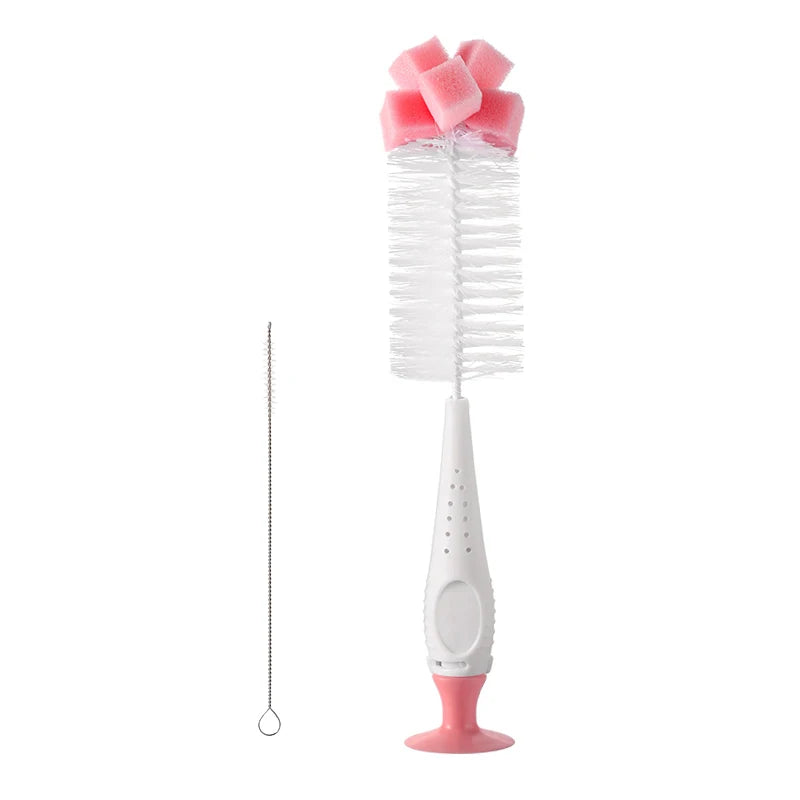 SAIDAH Simple Nylon Sponge Suction Feeding Bottle Nipple Pacifier Brush Set Water Sippy Vacuum Cup Cleaning(2 in 1)