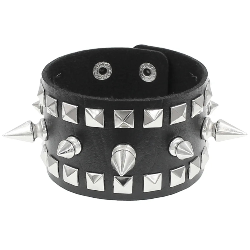 Punk Rivet Star PU Leather Bracelet For Women Men Hip Hop Gothic Dark Girl Rock Jewelry Pendant Love Chain Hip Hop Accessories