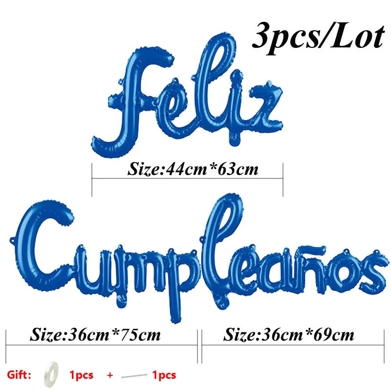Spanish Happy Birthday Letters Balloons Lowercase Conjoined Alphabet Foil Globos Birthday Party Decoration Banner Baby Shower