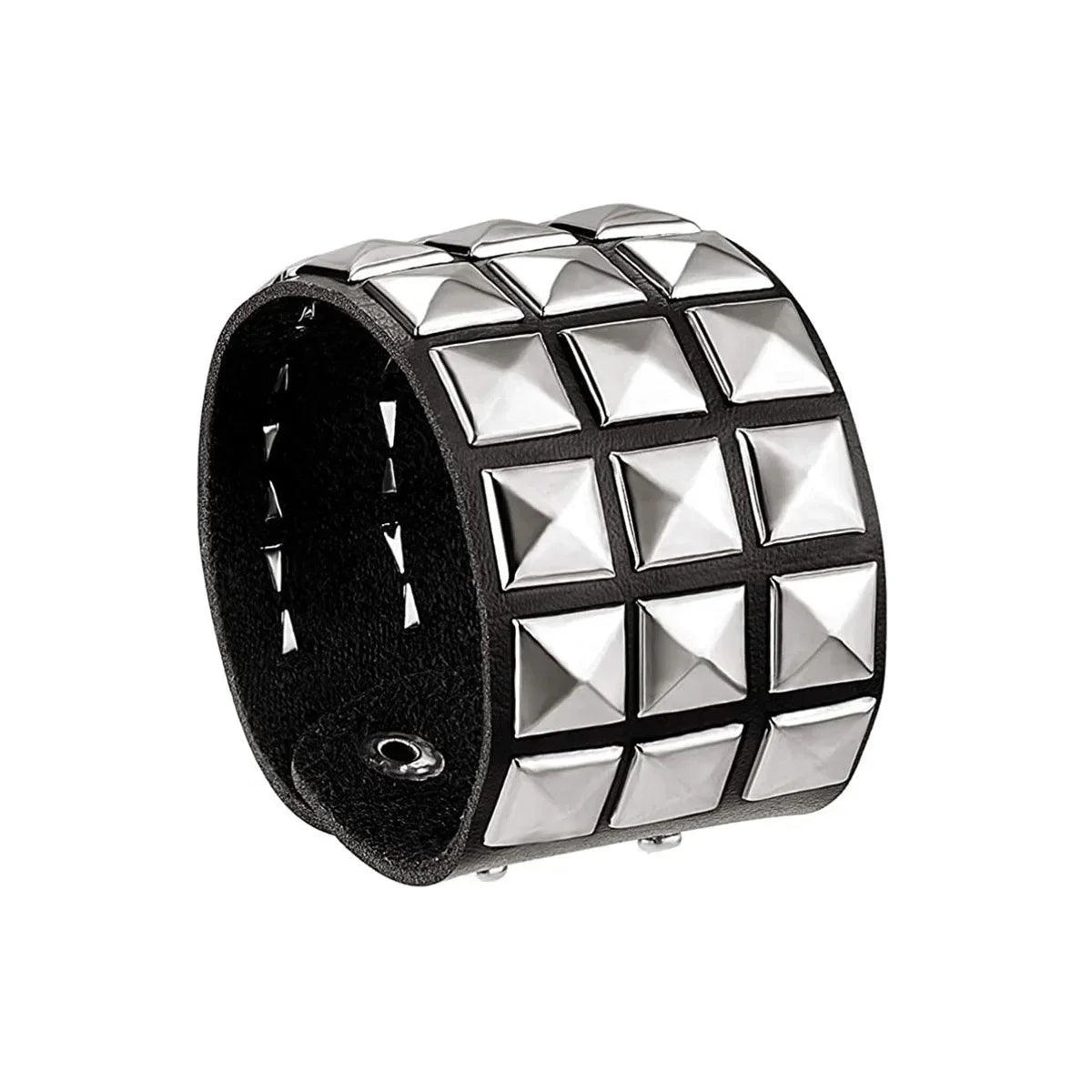 New Punk Fashion Men Black Cuff Leather Bracelet Wristband Metal Rivets Stud Charm Bangle for Women Rock Gothic Jewelry 2024