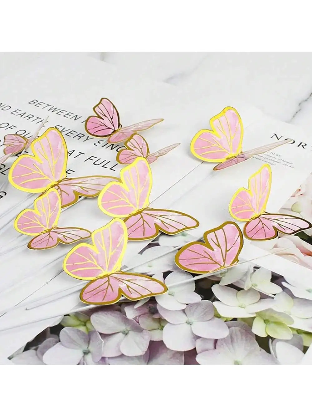 11pcs-Butterfly Cake Top Hat, Butterfly Cupcake Top Hat Happy Birthday Metal Gold Cake Girl Birthday Cake Party Decoration