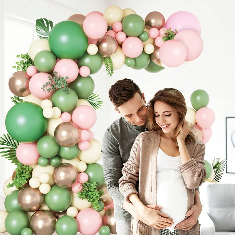 Green Balloon Garland Arch Kit Jungle Safari Party Baloon Birthday Party Decor Kids Baby Shower Wild One Wedding Latex Ballons